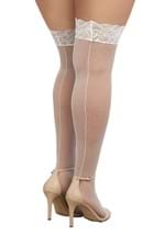 Womens Plus Size White Fishnet Thigh Highs Alt 1
