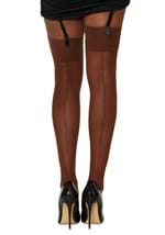 Womens Espresso Sheer Solid Top Thigh High Stockings Alt 1