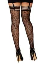 Womens Leopard Pattern Fishnet Thigh Highs Alt 1