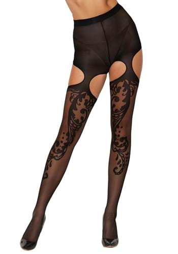 Womens Semi Sheer Top Suspender Stockings