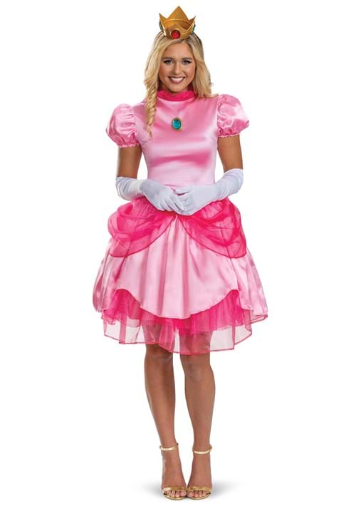 Womens Deluxe Super Mario Bros Princess Peach Costume