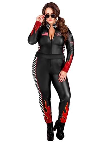Plus Size Womens Fiery Race Car Driver Costume