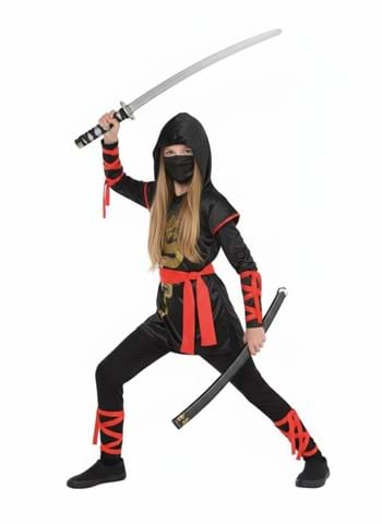 Girls Gold Dragon Ninja Costume UPD