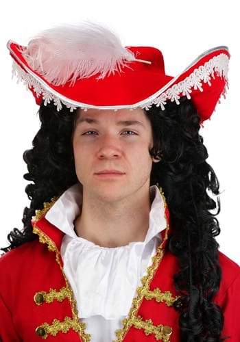 Red Pirate Costume Hat with Feather