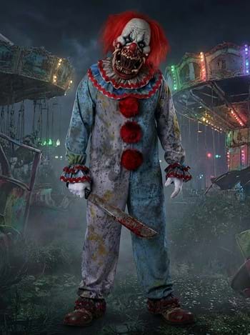 Adult Light Blue Carousel Clown Costume with Tooth Fairy Mas