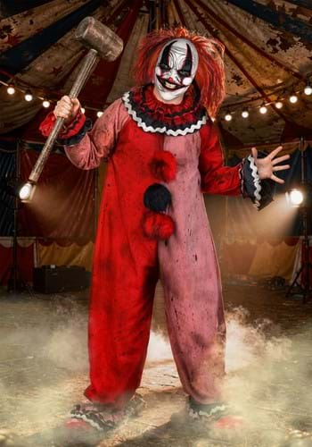 Adult Red Carousel Clown Costume with Mask upd