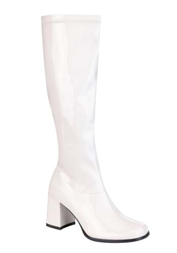 Womens Patent White Gogo Costume Boots-update