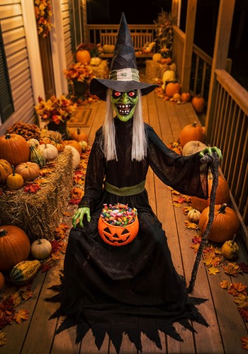 Seated Cackling Witch Animatronic Decoration